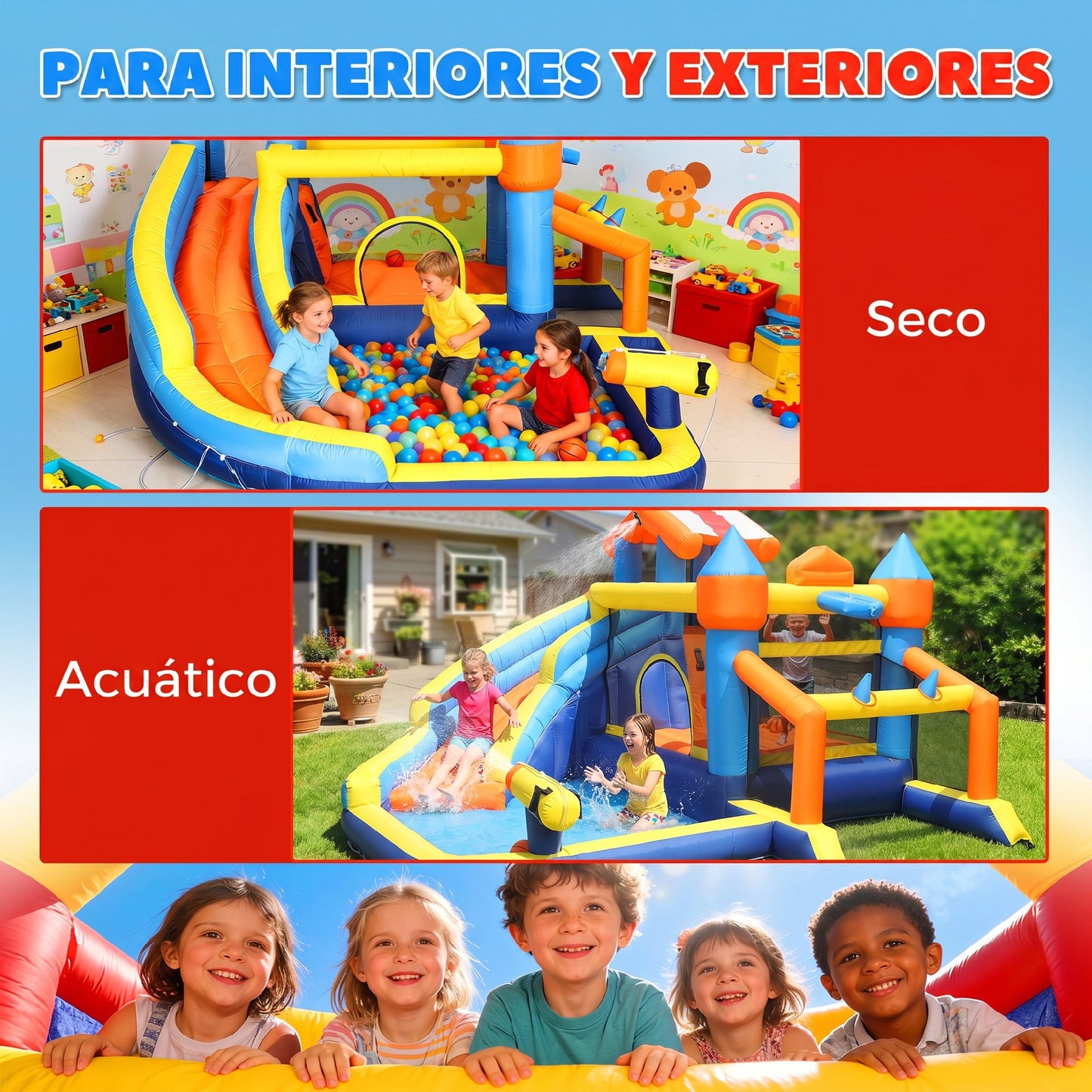 Aiyaplay Castillo Hinchable Acuático 8 En 1 Con Soplador 550w Tobogán Trampolín_5
