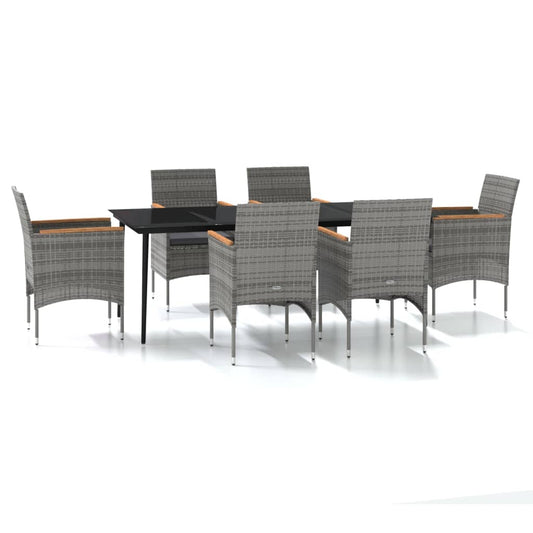 Juego De Comedor De Jardín 7 Piezas Con Cojines Gris Y Negro / Vetonek_0