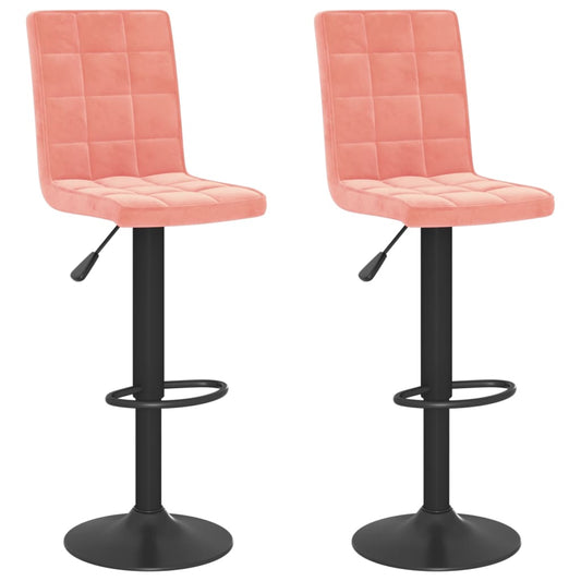 Taburetes De Cocina 2 Unidades Terciopelo Rosa_0
