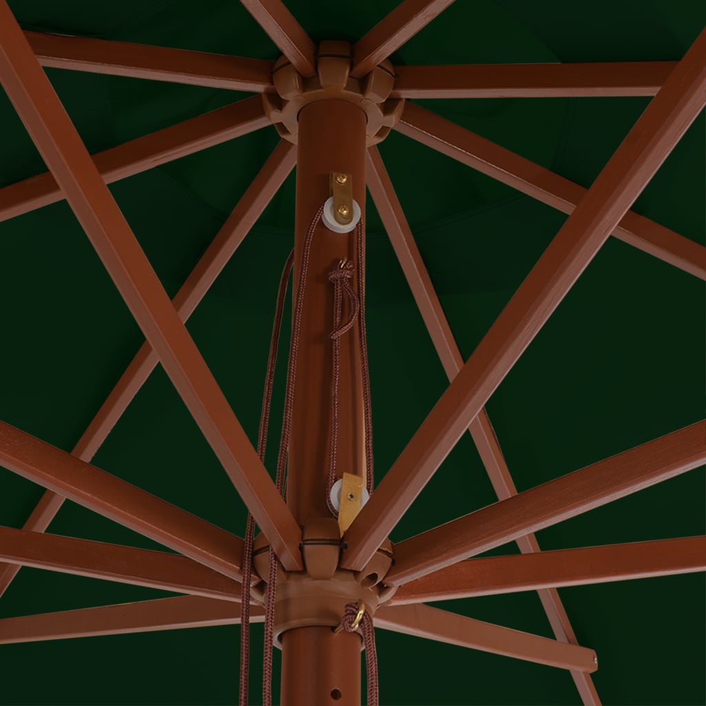 Sombrilla De Jardín Con Palo De Madera 350 Cm Verde_1