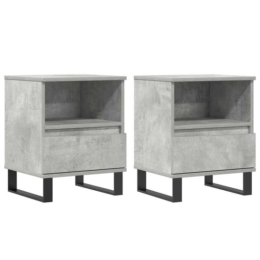 Mesitas Noche 2 Uds Madera Ingeniería Gris Hormigón 40x35x50 Cm_0