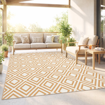 Outsunny Alfombra Exterior Reversible 182x274cm Para Terraza Balcón Patio Rojo_4