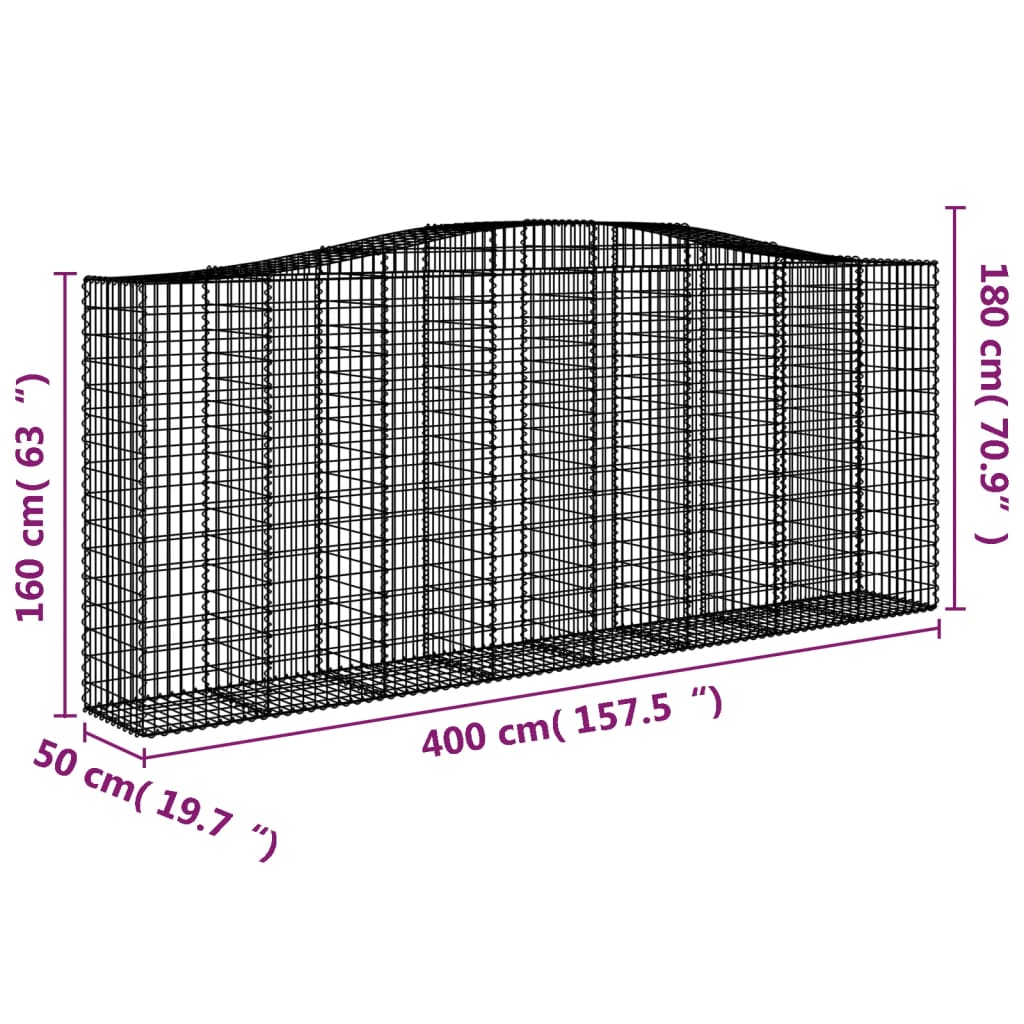 Cestas De Gaviones 6 Uds Forma De Arco Hierro 400x50x160/180 Cm_5