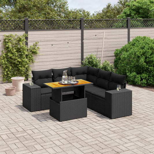 Set De Sofás De Jardín 6 Piezas Y Cojines Ratán Sintético Negro / Vetonek_0
