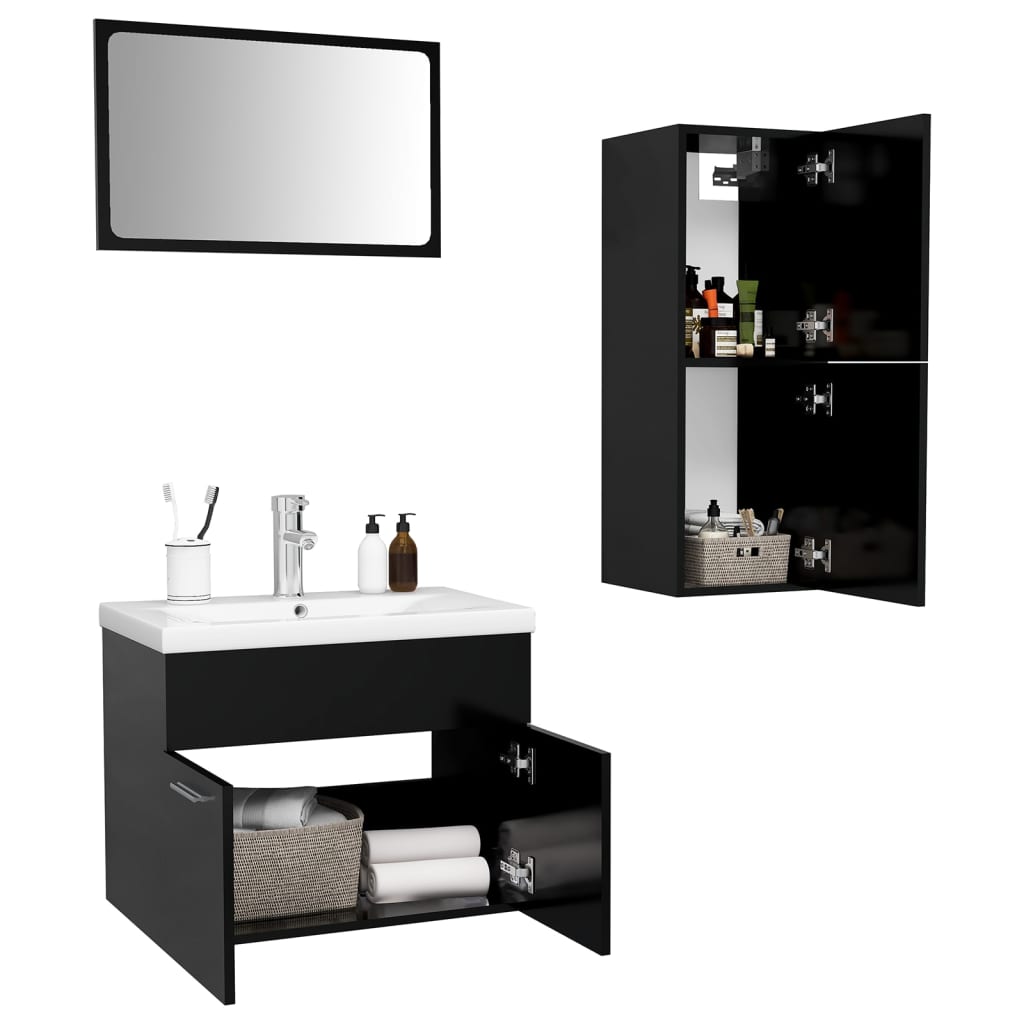 Conjunto De Muebles De Baño Madera De Ingeniería Negro / Vetonek_4