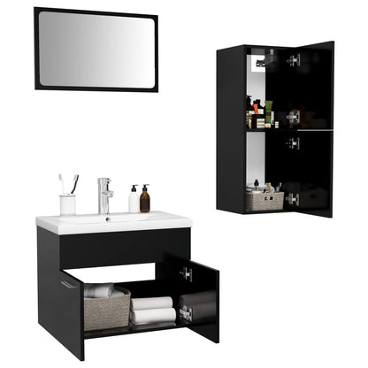 Conjunto De Muebles De Baño Madera De Ingeniería Negro / Vetonek_4