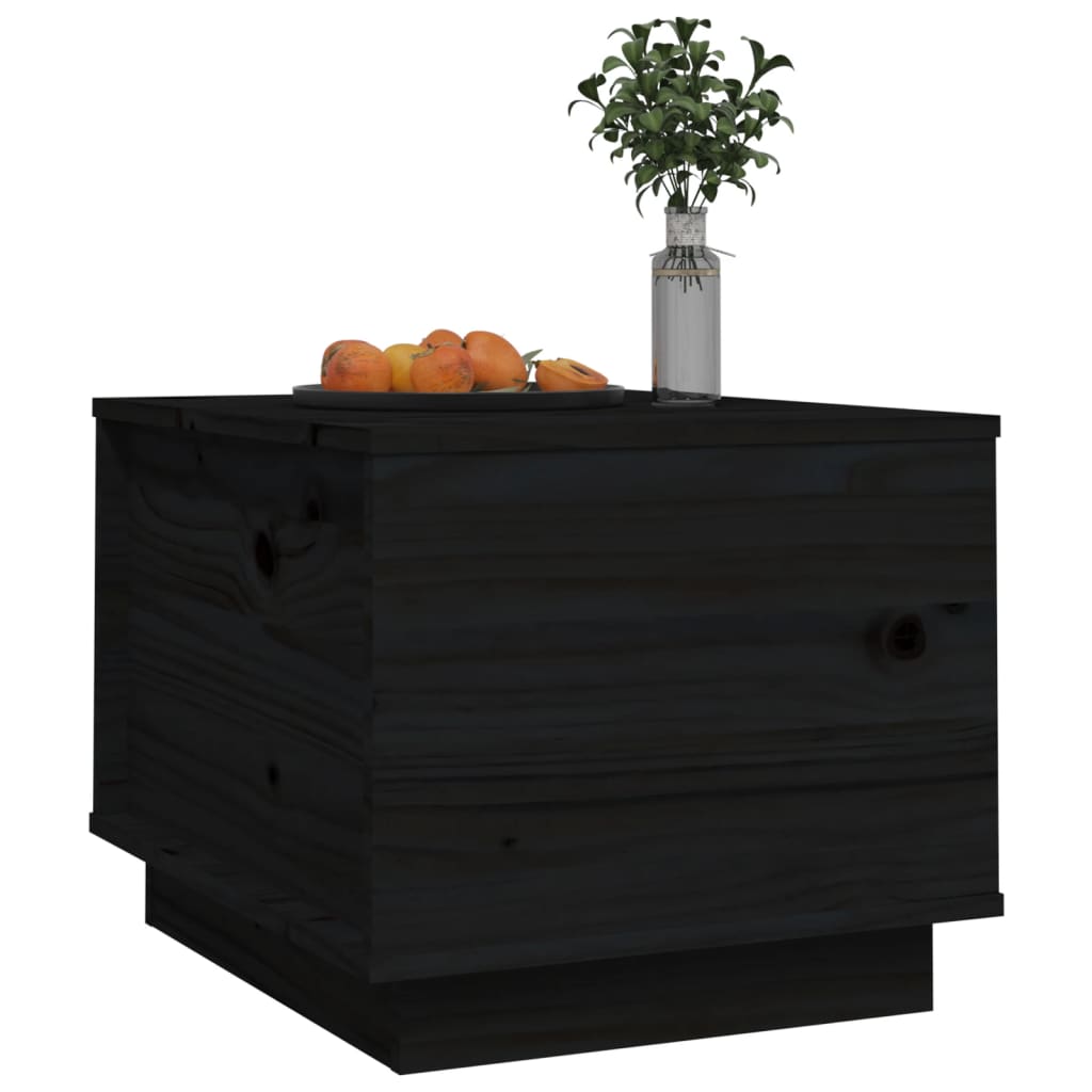 Mesa De Centro De Madera Maciza De Pino Negro 40x50x35 Cm_2