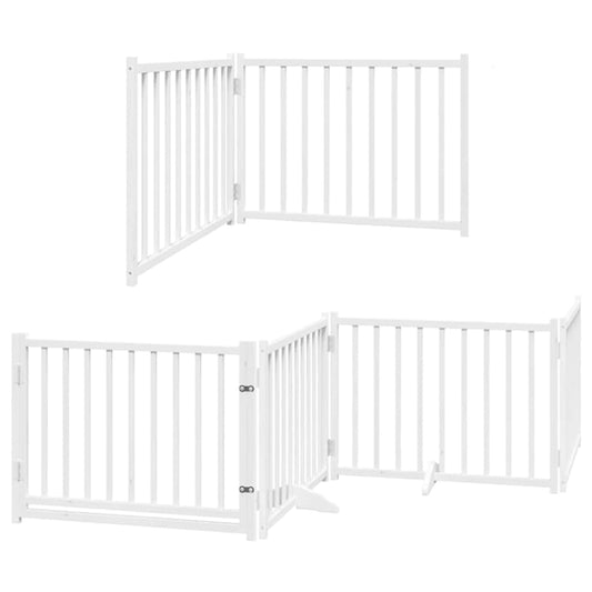 Vidaxl Puerta De Perros Plegable 6 Paneles Madera Álamo Blanca 480 Cm_0