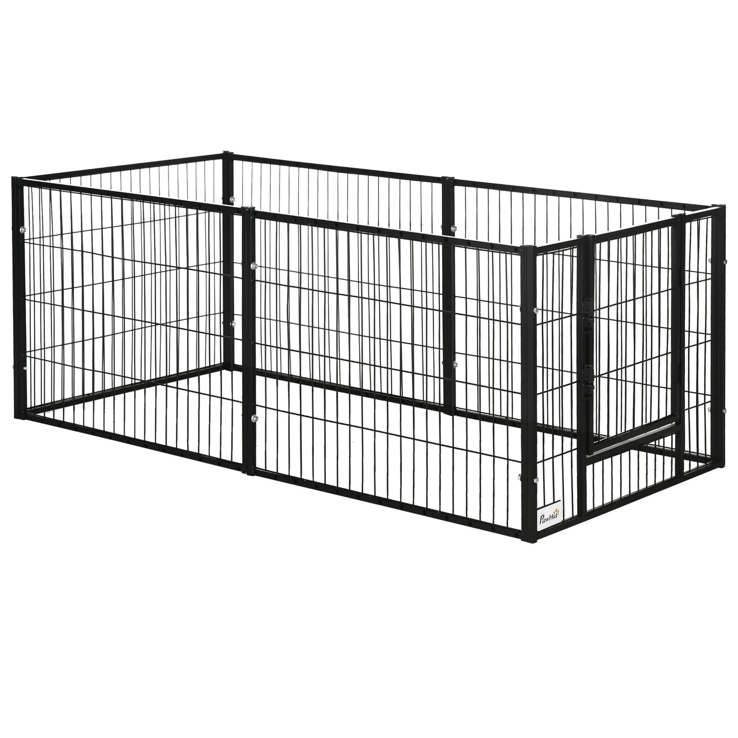 Pawhut Parque Para Perros De 6 Paneles Ancho Ajustable 82,5-150x79x61 Cm Negro_0