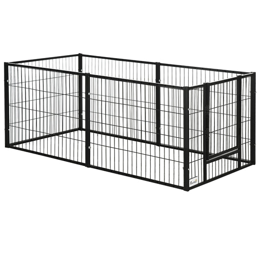 Pawhut Parque Para Perros De 6 Paneles Ancho Ajustable 82,5-150x79x61 Cm Negro_0