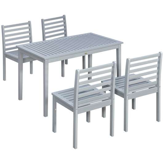 Outsunny Conjunto De Muebles De Jardín De 5 Piezas Con Mesa Y 4 Sillas Gris_0