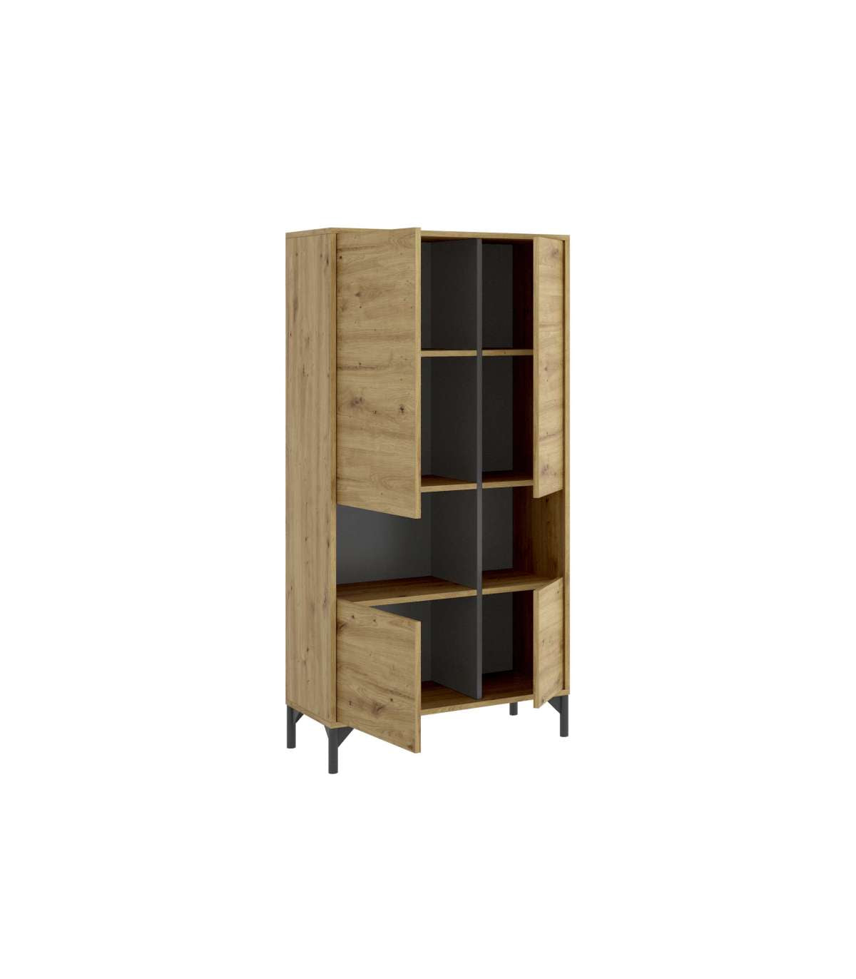 Modulo Alto Cuatro Puertas Para Salon O Cocina Duna I En Nordic-grafito 143,6 Cm(alto)72.2 Cm(ancho)33,5 Cm(largo)_1