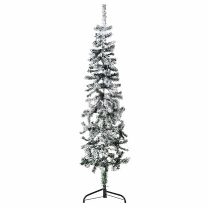 Vidaxl Mitad Árbol Navidad Artificial Delgado Con Nieve 150 Cm_0