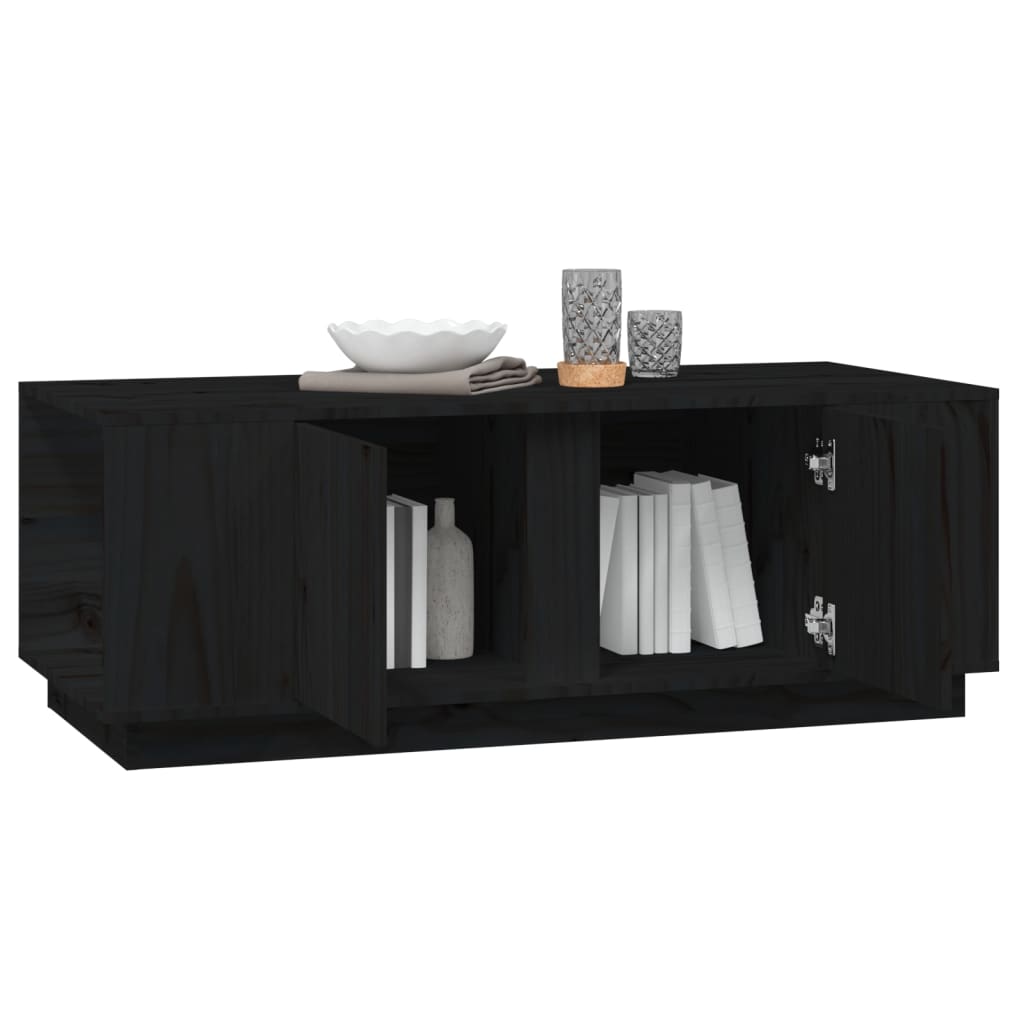 Mesa De Centro De Madera Maciza De Pino Negro 110x50x40 Cm_2