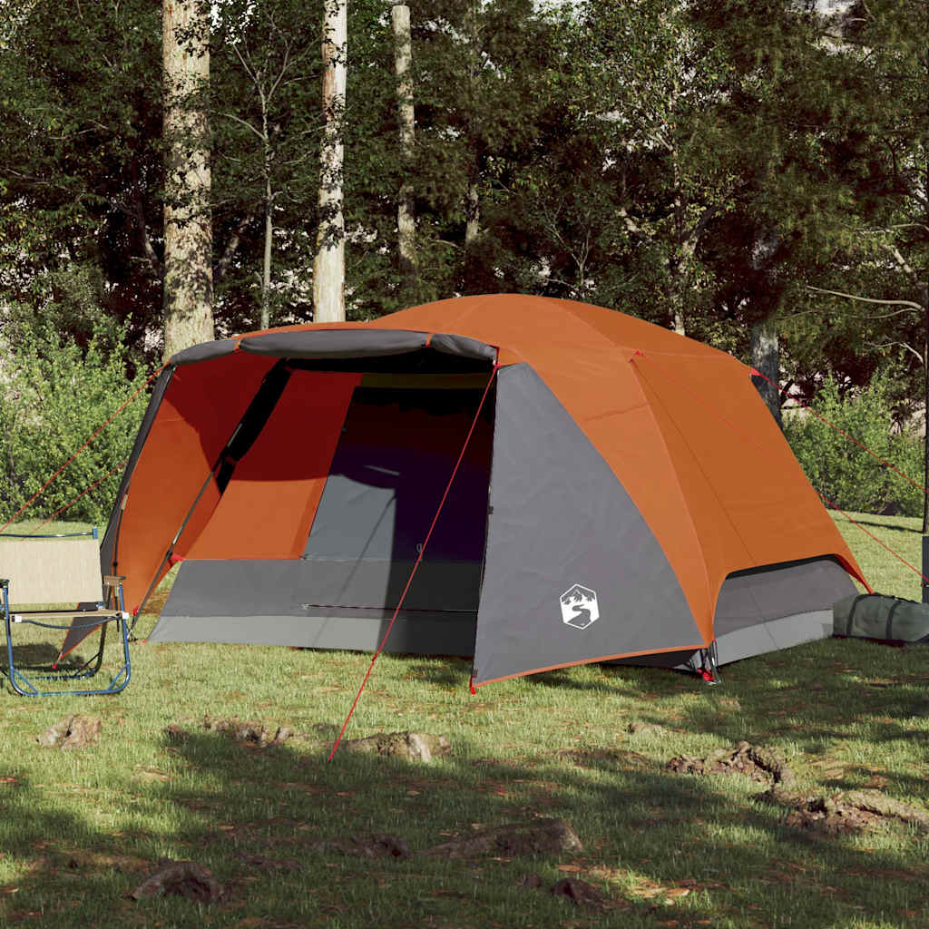 Tienda De Campaña Con Porche 4 Personas Impermeable Naranja_2