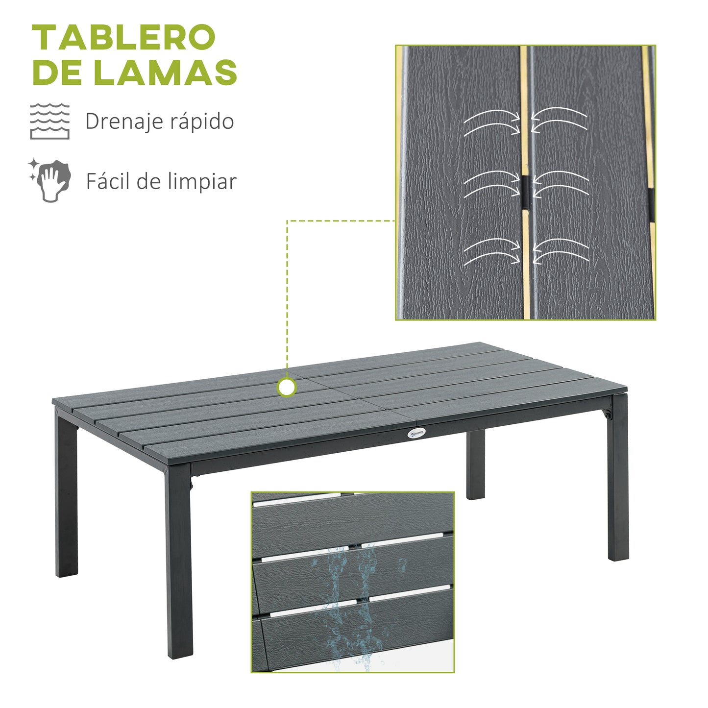 Outsunny Conjunto De Muebles De Jardín 4 Piezas Mesa Banco 2 Sillas Con Cojines_5