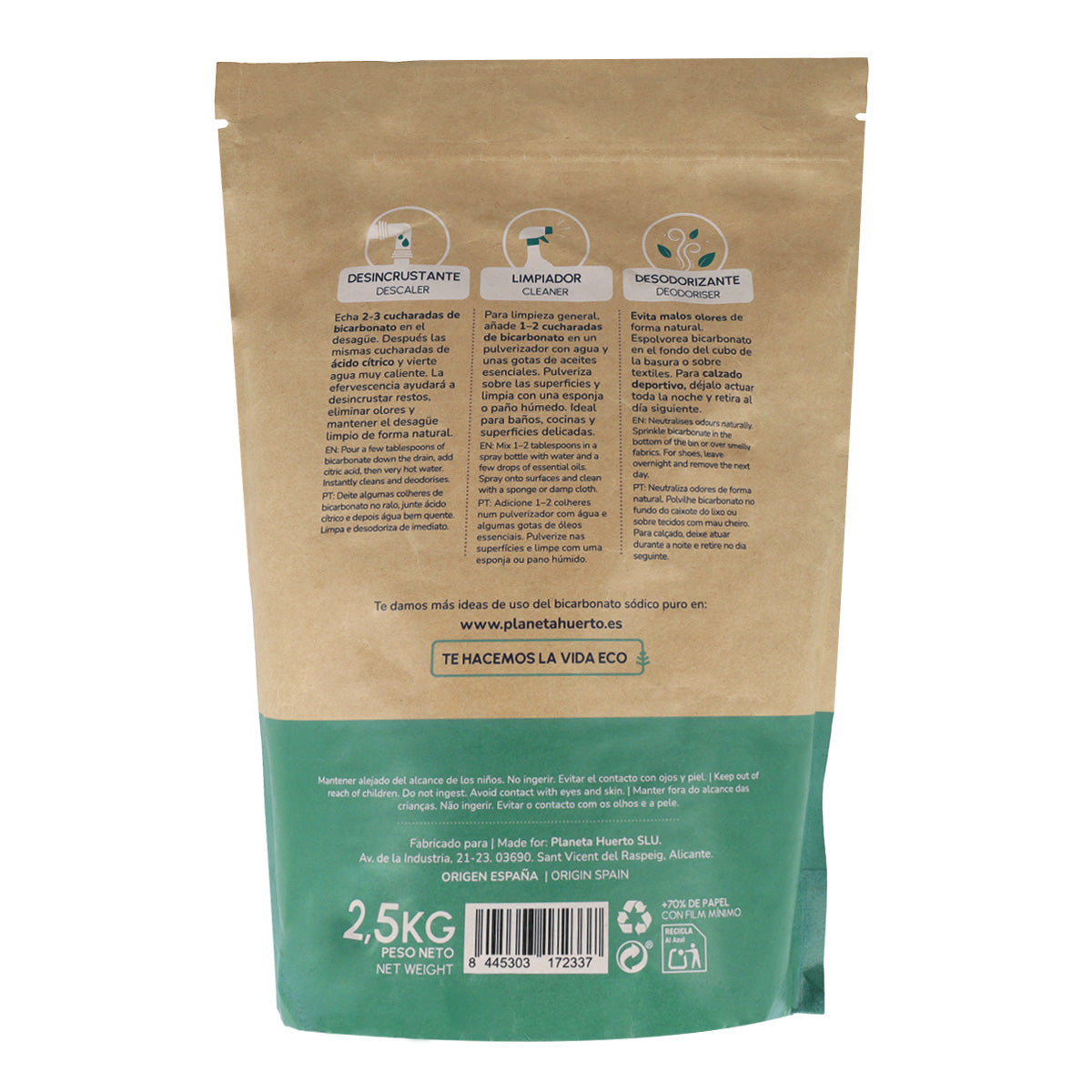 Pack 3x Bicarbonato sódico Planeta Huerto 2,5 Kg