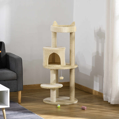 Pawhut Árbol Rascador Para Gatos 104 Cm Con Plataformas Refugio Postes De Sisal_3