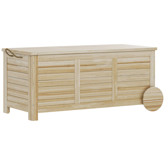 Outsunny Baúl De Almacenaje Exterior 185l Con Tapa Abrible 2 Ruedas Natural_0