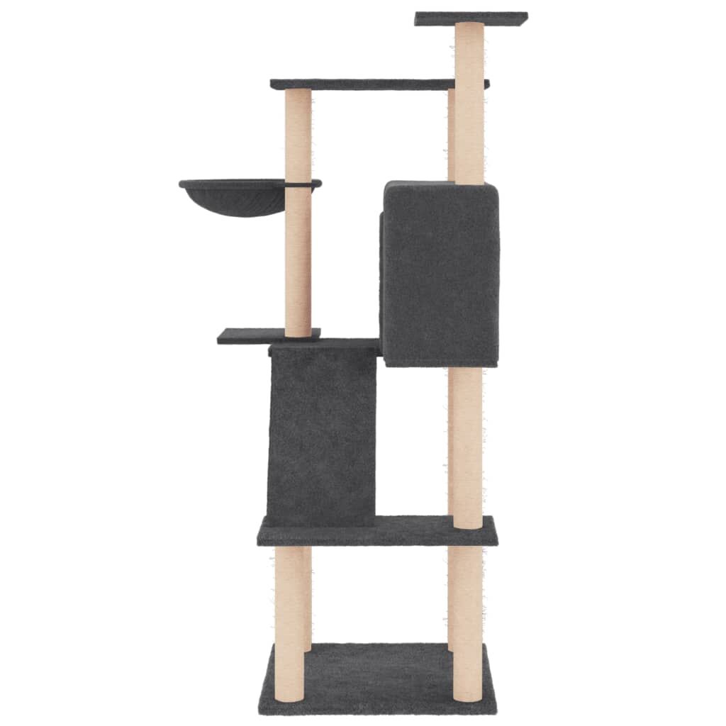 Vidaxl Rascador Para Gatos Con Postes De Sisal Gris Oscuro 143 Cm_3
