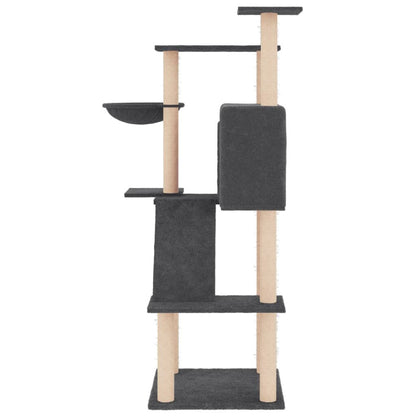 Vidaxl Rascador Para Gatos Con Postes De Sisal Gris Oscuro 143 Cm_3