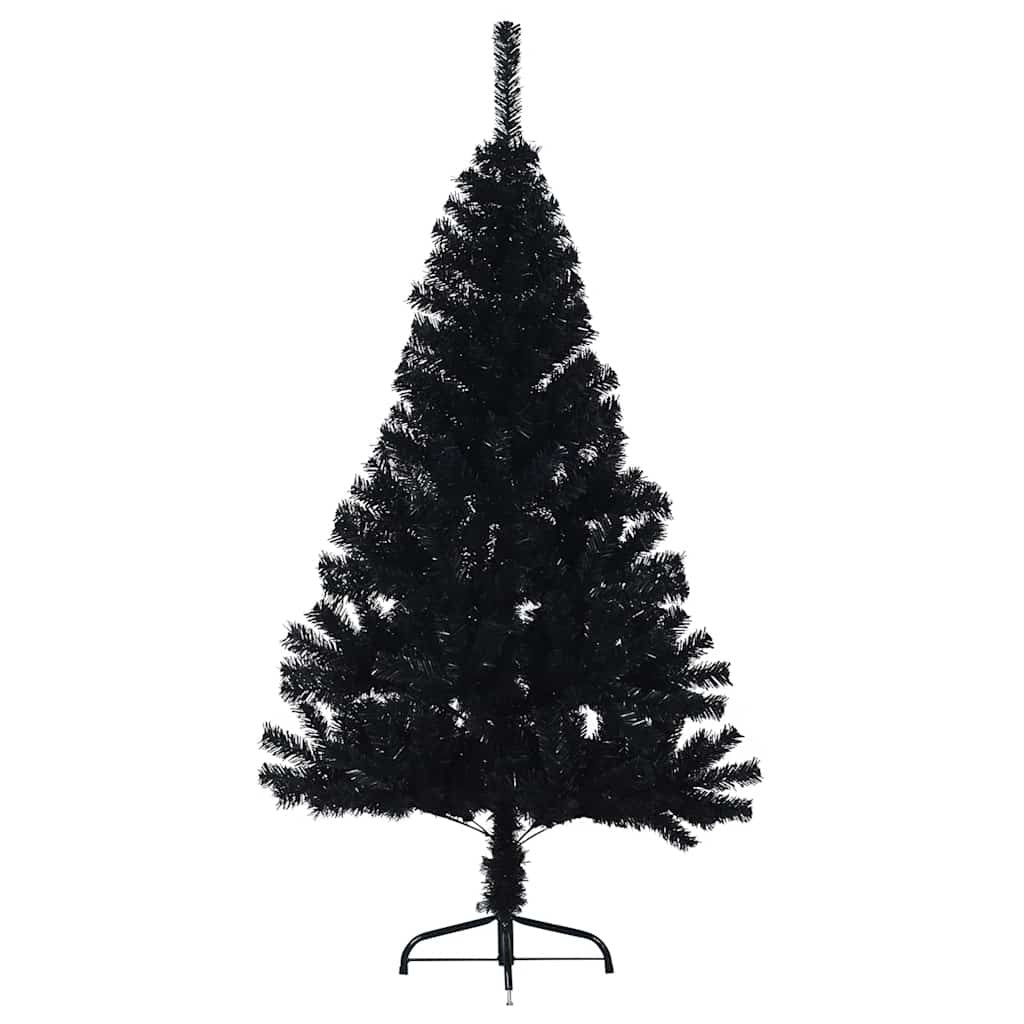 Vidaxl Medio Árbol De Navidad Artificial Con Soporte Pvc Negro 150 Cm_3