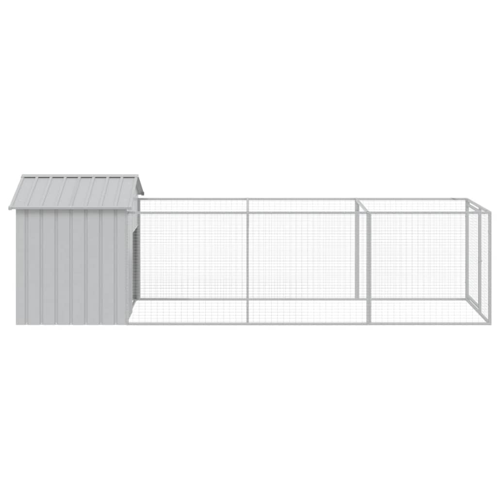 Caseta Perros Tejado Acero Galvanizado Gris Claro 117x405x123cm_3