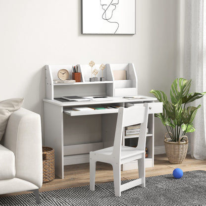Conjunto De Secretária E Cadeira Para Crianças Zonekiz Mdf Branco 90x45x90 Cm 312-107v80wt_1