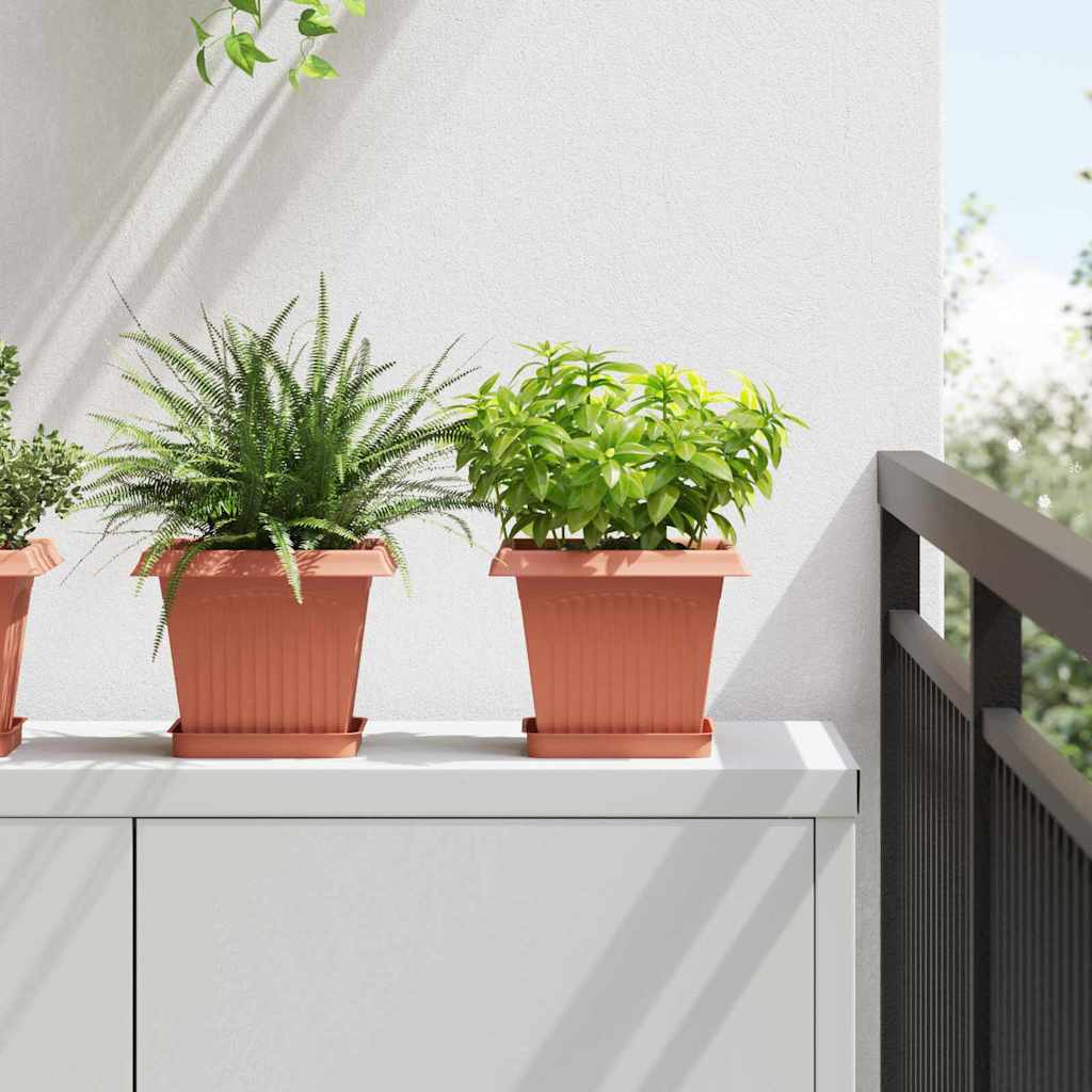 Maceta Cuadrada Para Flores 24 Uds. Rojo Ladrillo Plástico_1
