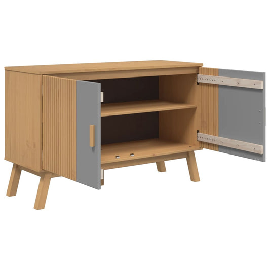 Aparador Olden Madera Maciza Pino Gris Y Marrón 114x43x73,5 Cm / Vetonek_0