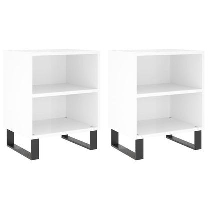 Mesitas Noche 2 Uds Madera Ingeniería Blanco Brillo 40x30x50 Cm_0