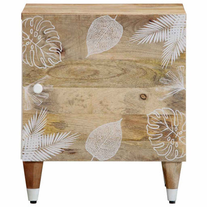 Mesita De Noche De Madera Maciza De Mango 40x33,5x46 Cm_0