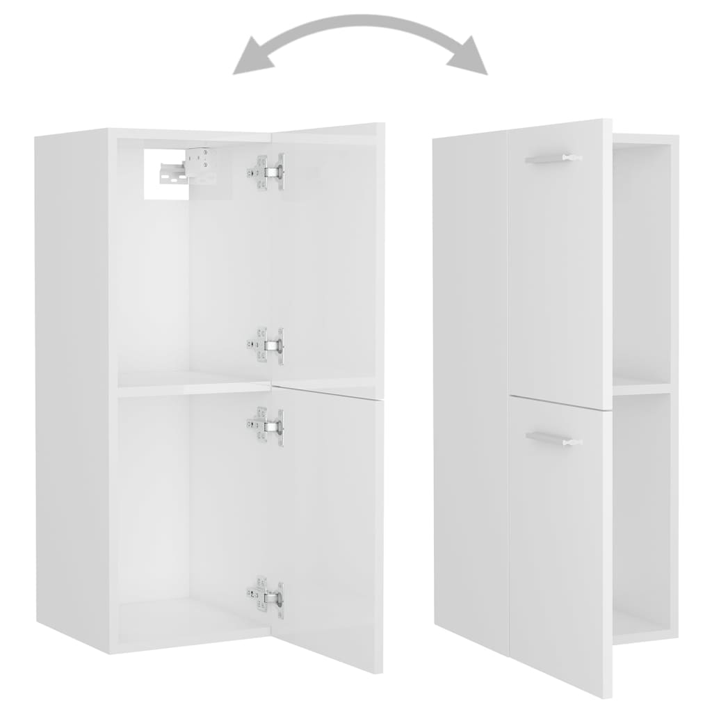Juego De Muebles De Baño Madera De Ingeniería Blanco Brillo / Vetonek_0