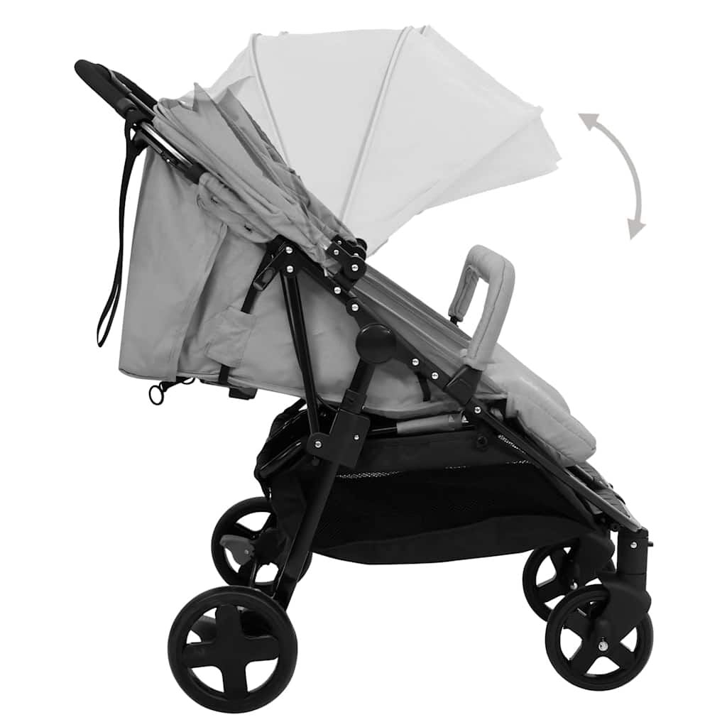 Vidaxl Carrito Para Gemelos De Acero Gris Claro Y Negro_4