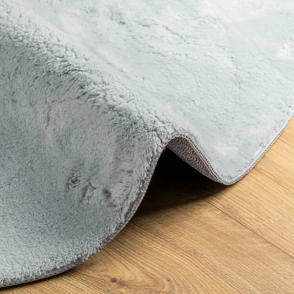 Alfombra De Pelo Corto Suave Lavable Huarte Azul Ø 120 Cm / Vetonek_2