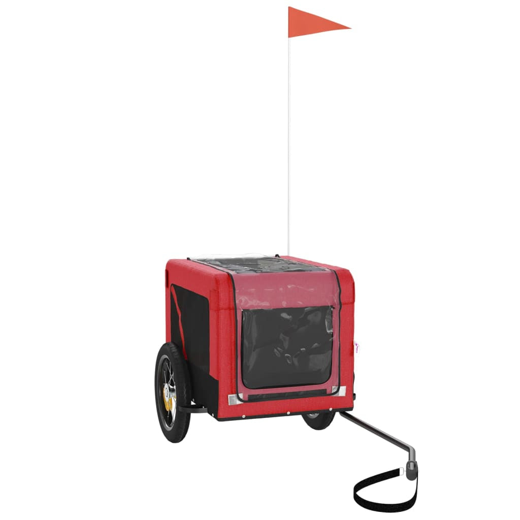 Vidaxl Remolque De Bicicleta Mascotas Hierro Tela Oxford Rojo Negro_3