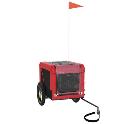 Vidaxl Remolque De Bicicleta Mascotas Hierro Tela Oxford Rojo Negro_3