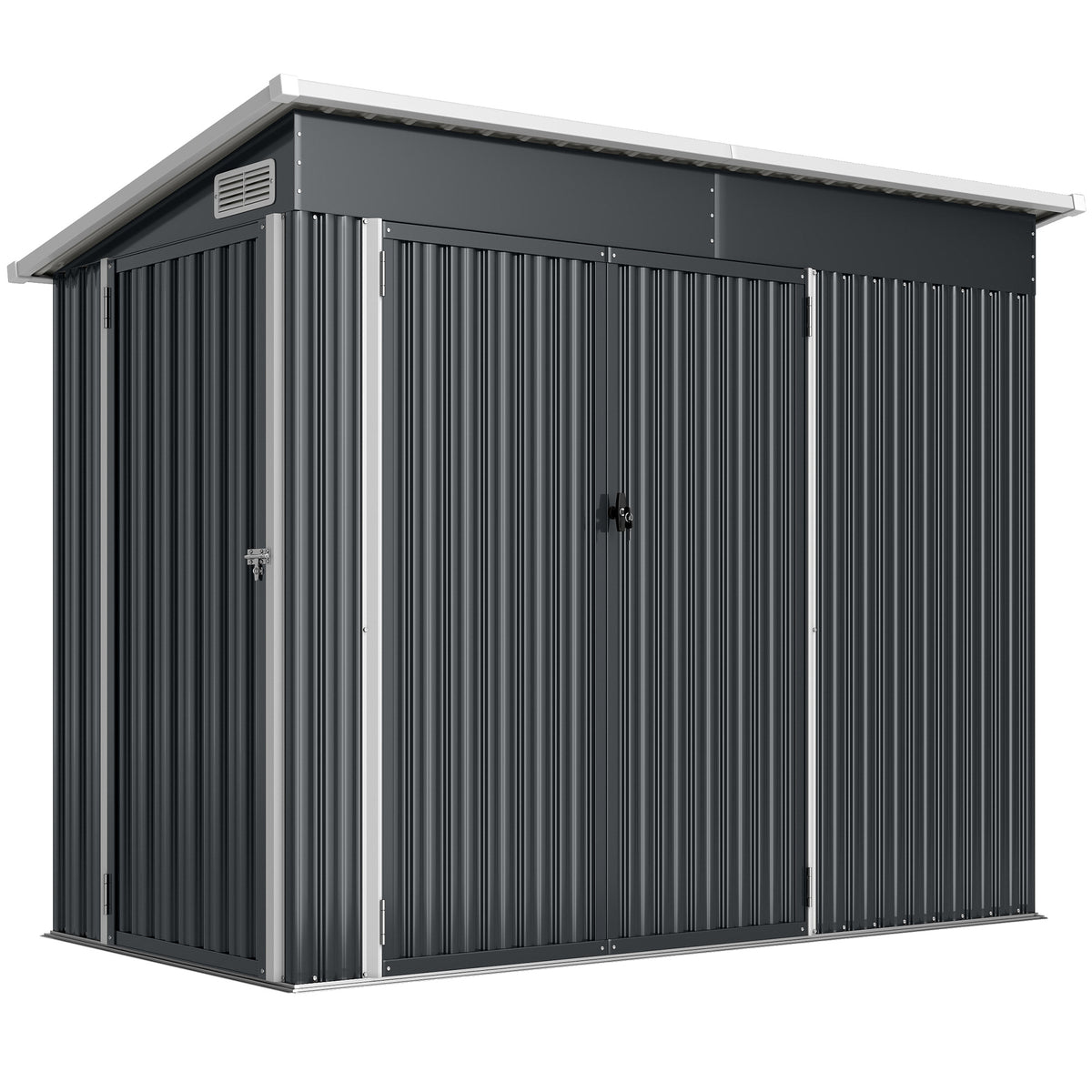 Outsunny Caseta De Jardín Exterior 2,7 M² 234x132x185 Cm Triple Puerta Gris_0