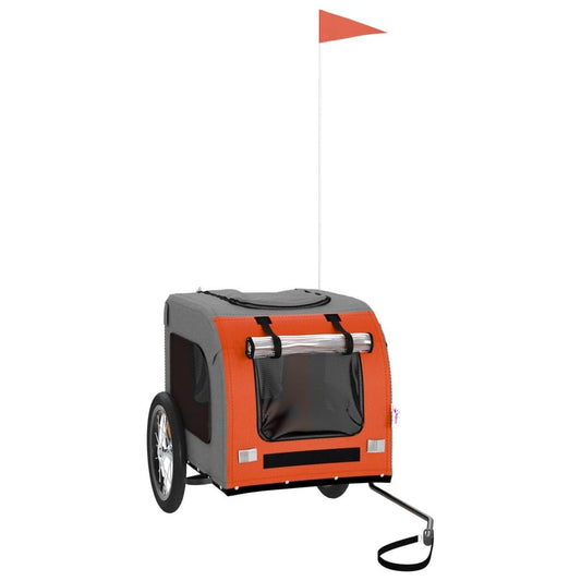 Vidaxl Remolque De Bicicleta Mascotas Hierro Tela Oxford Naranja Gris_0