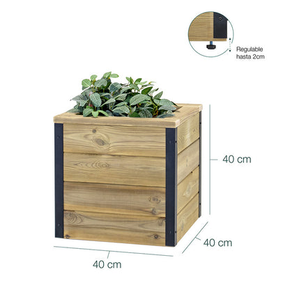 Jardinera De Madera Con Autorriego 40x40x40 Cm Nidum Hortalia_5