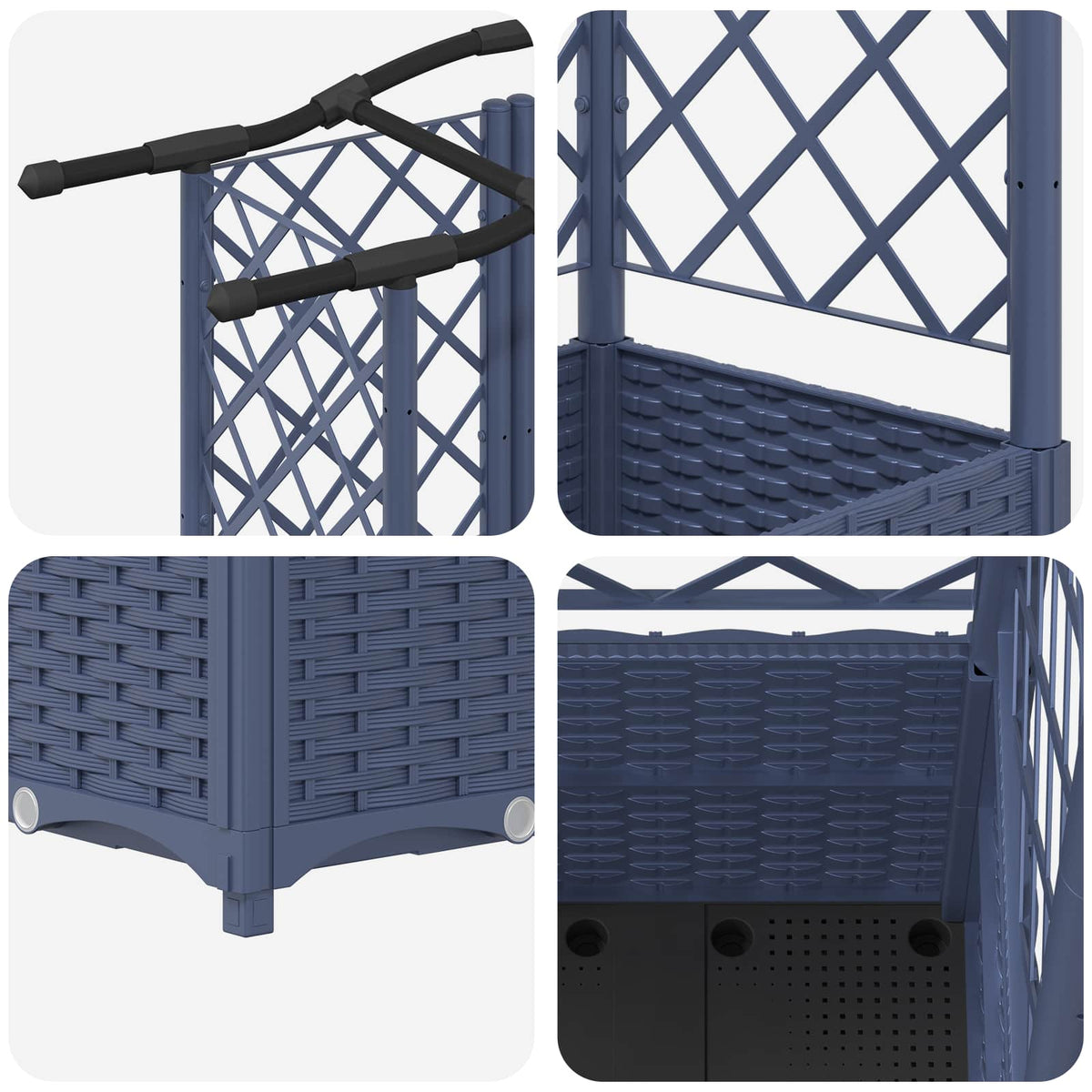 Cama Elevada Con Trellis Y Techo Gris 122 X 40 X 138 Cm Pp_5