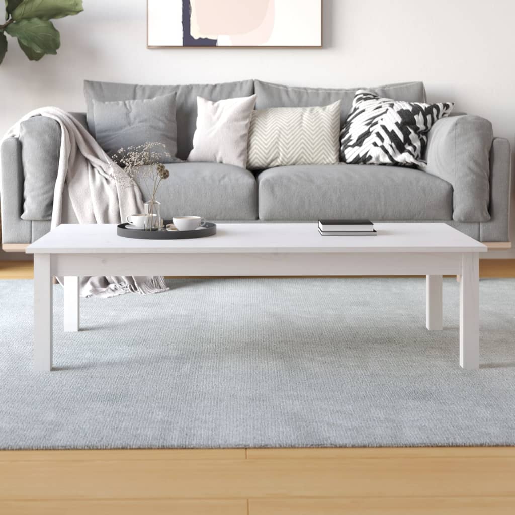 Mesa De Centro De Madera Maciza De Pino Blanco 110x50x30 Cm_3