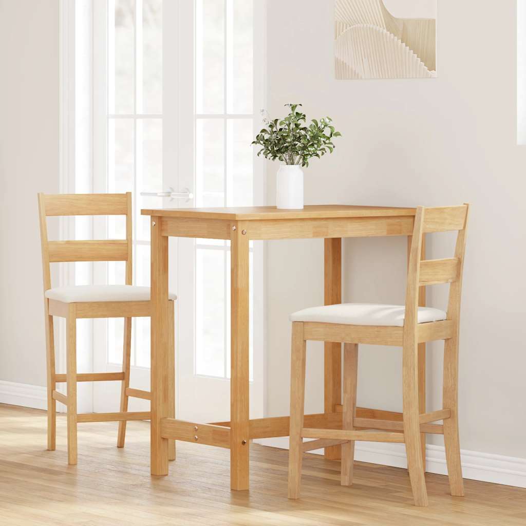 Taburetes De Bar Con Cojines 2 Uds Madera Maciza Natural Caucho_1