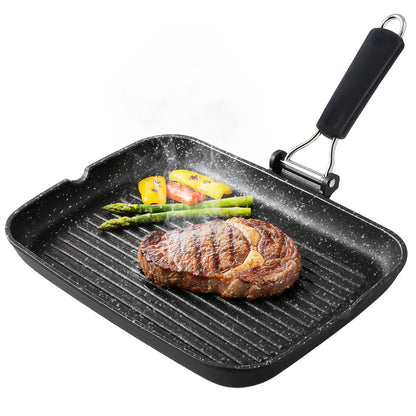 Briebe Grill Asador, Inducción, Antiadherente Titanio 34x24cm Aluminio Fundido Sin Pfoa Mango Plegable, Gp1160, Negro_0