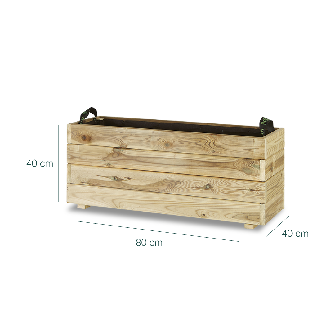 Jardinera Rectangular De Madera Tratada 80x40x40 Cm Ghio Hortalia_5