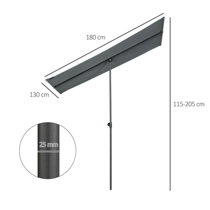 Outsunny Sombrilla De Jardín Plana 180x130x115-205 Cm Techo Inclinable Gris_2