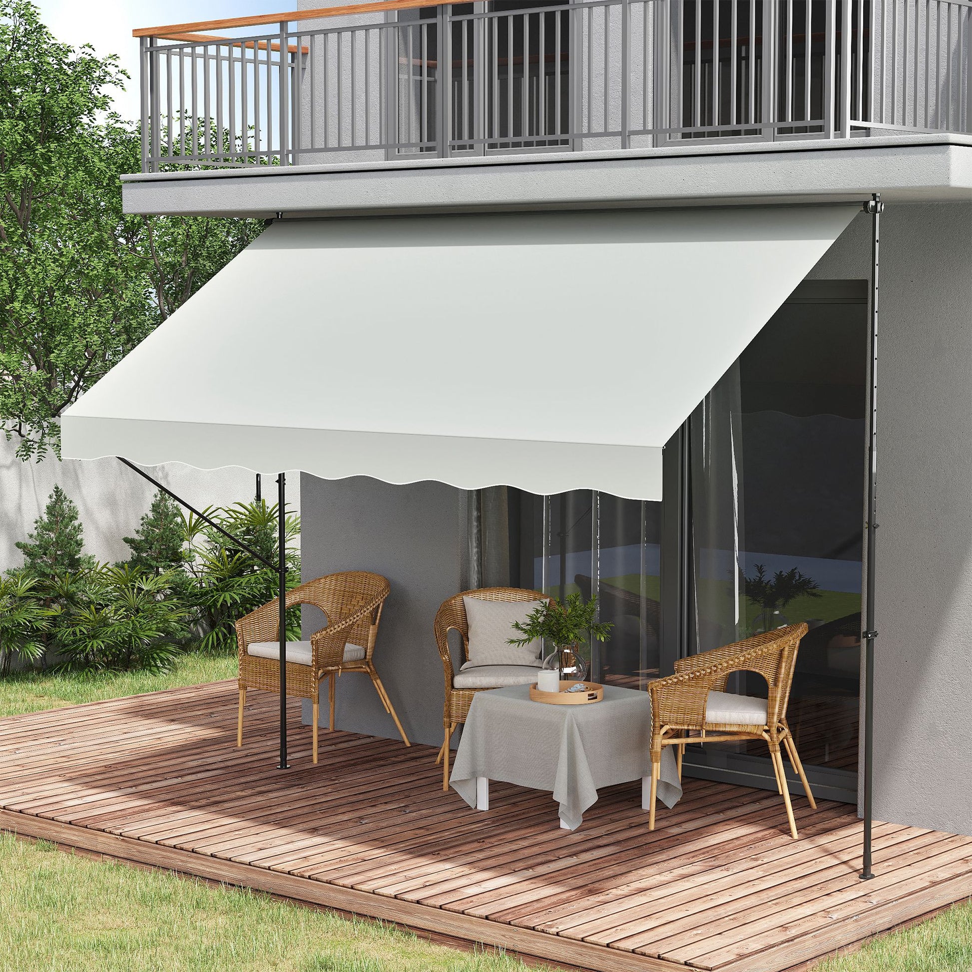 Outsunny Toldo Manual Retráctil 300x175x210-310cm Manivela Protección Uv40 Crema_1