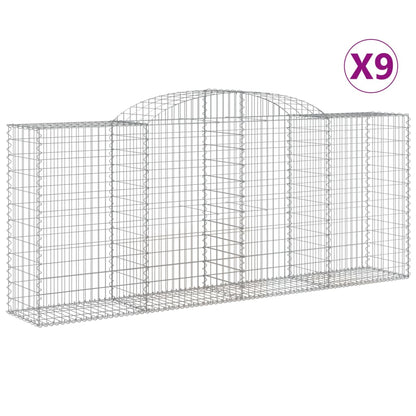 Cestas De Gaviones 9 Uds Forma De Arco Hierro 300x50x120/140 Cm_0