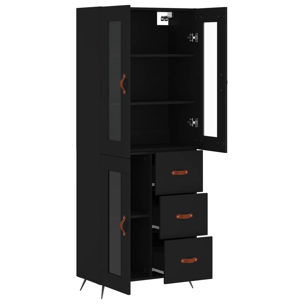Aparador Alto Madera Contrachapada Negro 69,5x34x180 Cm_3