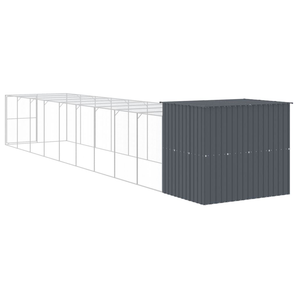 Vidaxl Caseta Perros Con Corral Acero Galvanizado Gris 214x1069x181 Cm_4